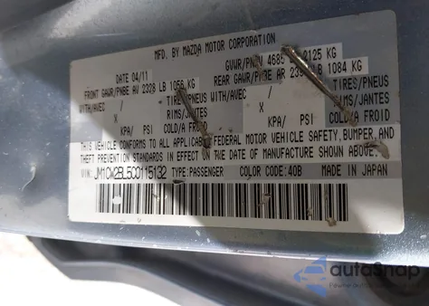 2012 Mazda Mazda5 Sport z USA, uszkodzony, nr VIN JM1CW2BL5C0115132